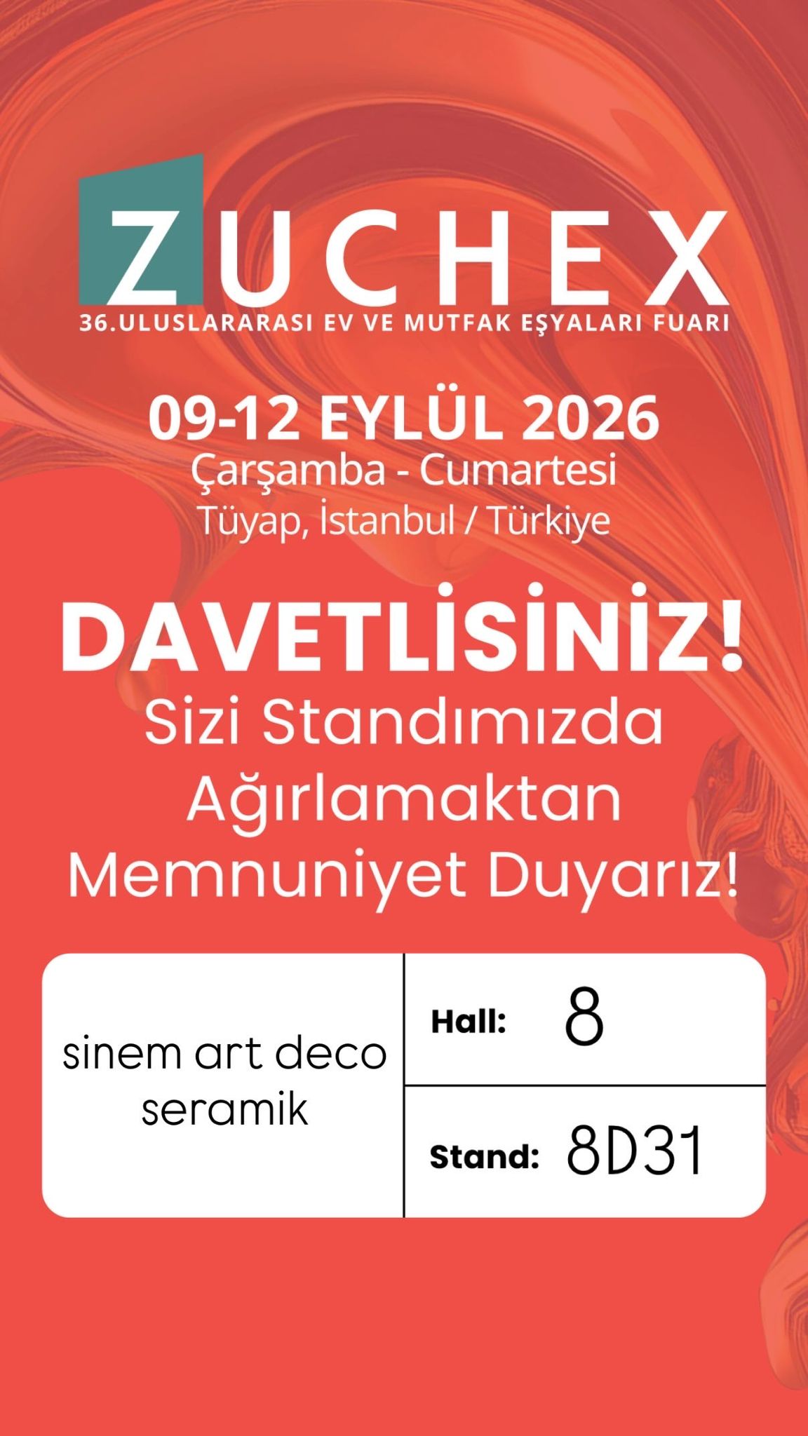 Sinem Seramik - Zuchex Souvenir EXPO Türkiye 2026 - fuar davetiye